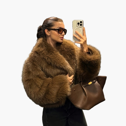 Veste femme style chic fausse fourrure coupe ample pour automne/hiver – Idéale pour look casual et élégant