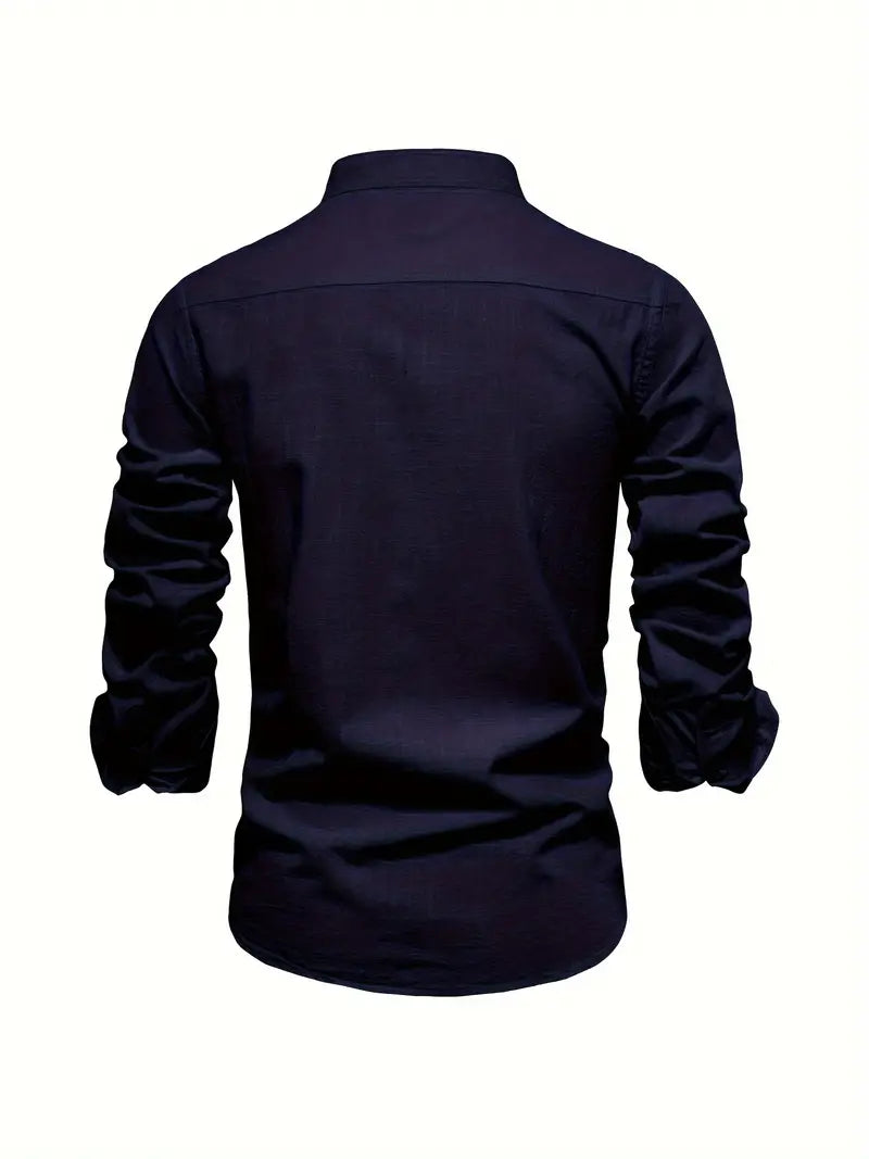Chemise homme col mao manches longues élégante style casual business