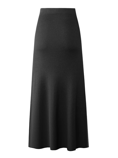 Falda larga mujer talle alto estilo casual elegante con cinturón
