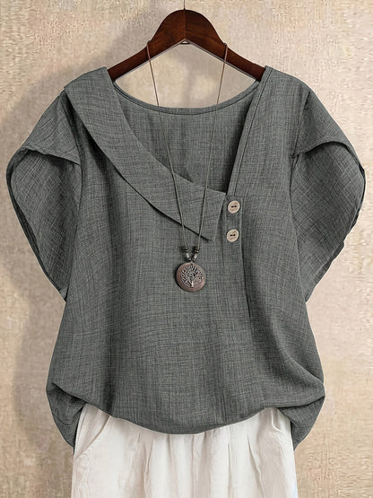 Blouse Tuniek Dames Asymmetrische Stijl Casual Elegant