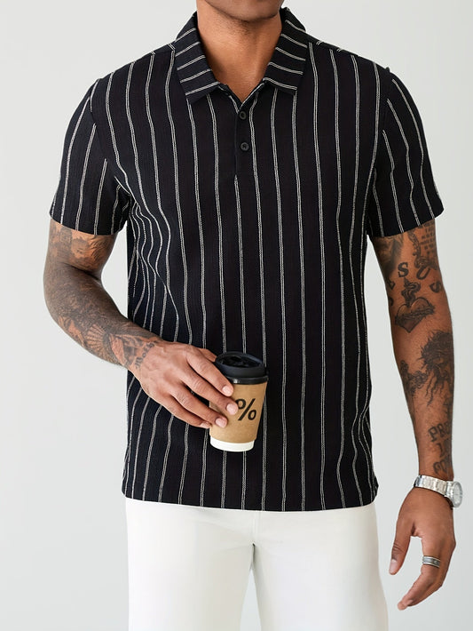 Polo a righe verticali da uomo, stile moderno e versatile