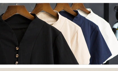 Mitchell – Costume d'été en lin pour hommes à manches courtes en coton