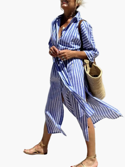 Elegant Striped Shirt Dress for Women Casual Stylish for Outings and Holidays