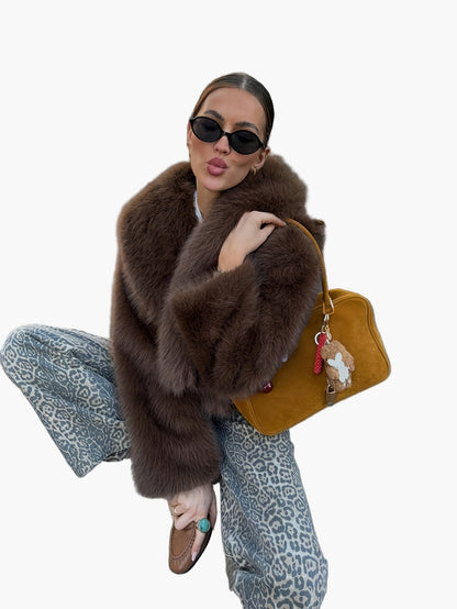 Veste femme style chic fausse fourrure coupe ample pour automne/hiver – Idéale pour look casual et élégant