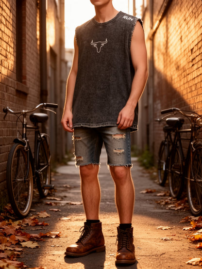 Débardeur vintage sans manches pour homme style urbain, idéal pour l'été et le sport