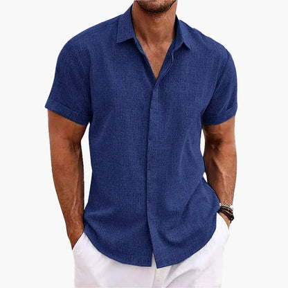 Camicia Uomo Elegante Colletto a Risvolto Maniche Corte Stile Informale Estate