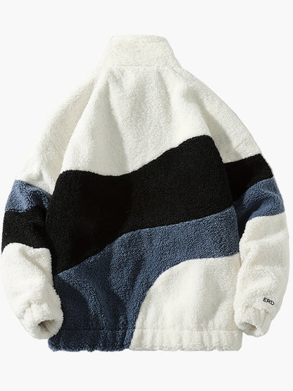 Veste polaire homme style universitaire à col montant et fermeture zippée pour look décontracté