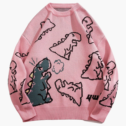 Pull-over décontracté motif dinosaure pour homme adolescent – style streetwear tendance