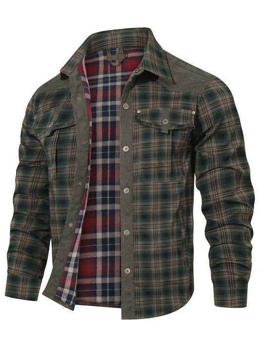 Men's Casual Plaid Shirt Jacket Outdoor Style