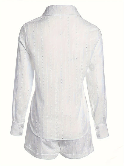 Ensemble chemise et short femme style vacances chic décontracté pour l'été