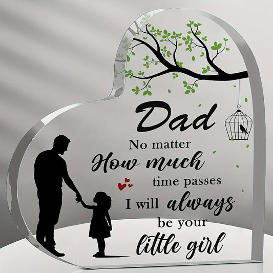 Regalo Decorativo para Papá – Placa en Forma de Corazón con Mensaje Emocional para Hija, Estilo Moderno, Ideal para el Día del Padre o Cumpleaños