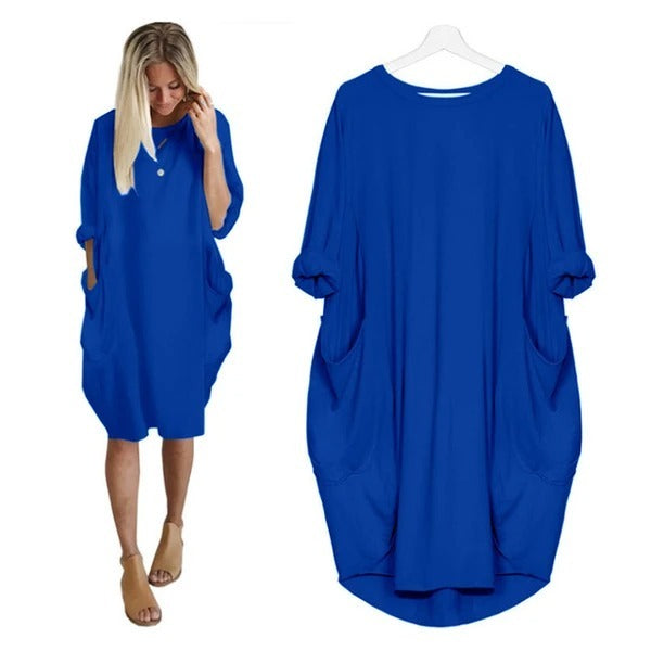 Emma – Robe Longue Évasée à Col Rond