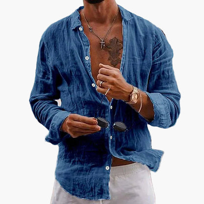 Chemise décontractée à col classique pour homme, manches longues, style élégant et polyvalent