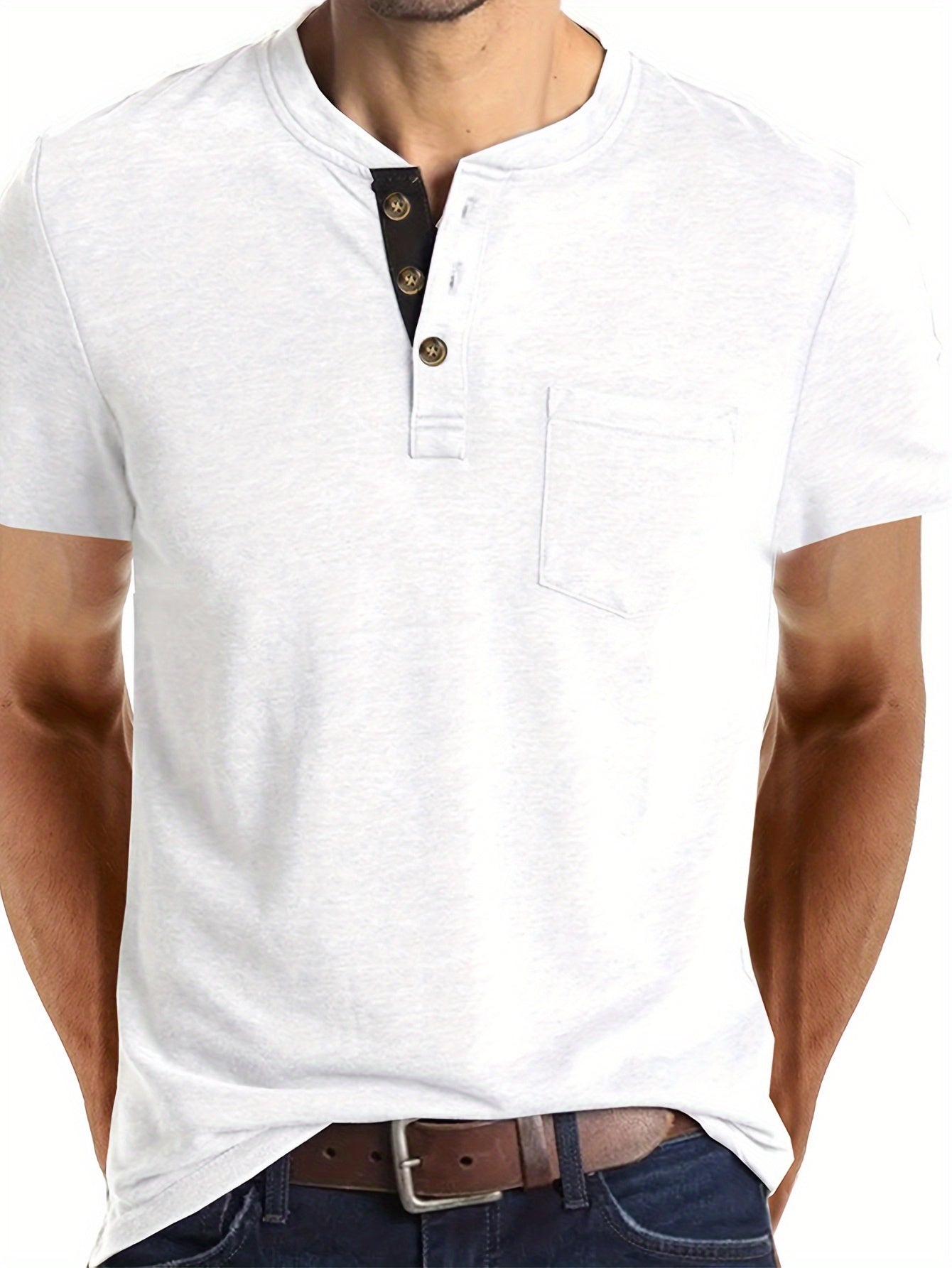 T-shirt à col tunisien décontracté pour homme – Style moderne pour usage quotidien