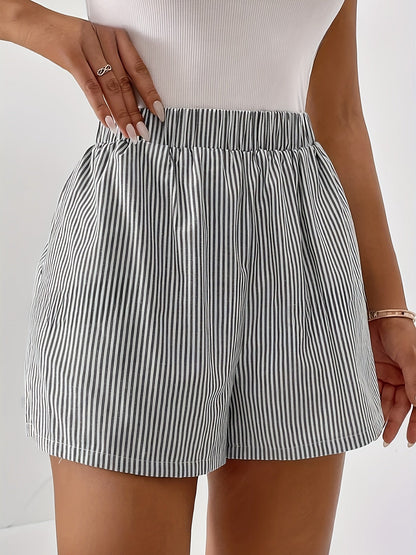 Short élégant à rayures pour femme, style décontracté idéal pour l'été