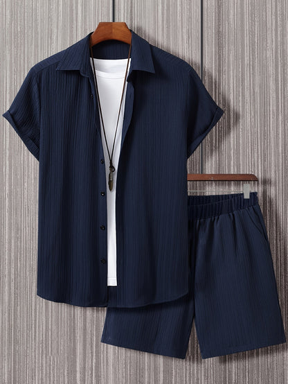 Ensemble décontracté estival pour homme, chemise à manches courtes et short, style urbain, idéal pour l'été