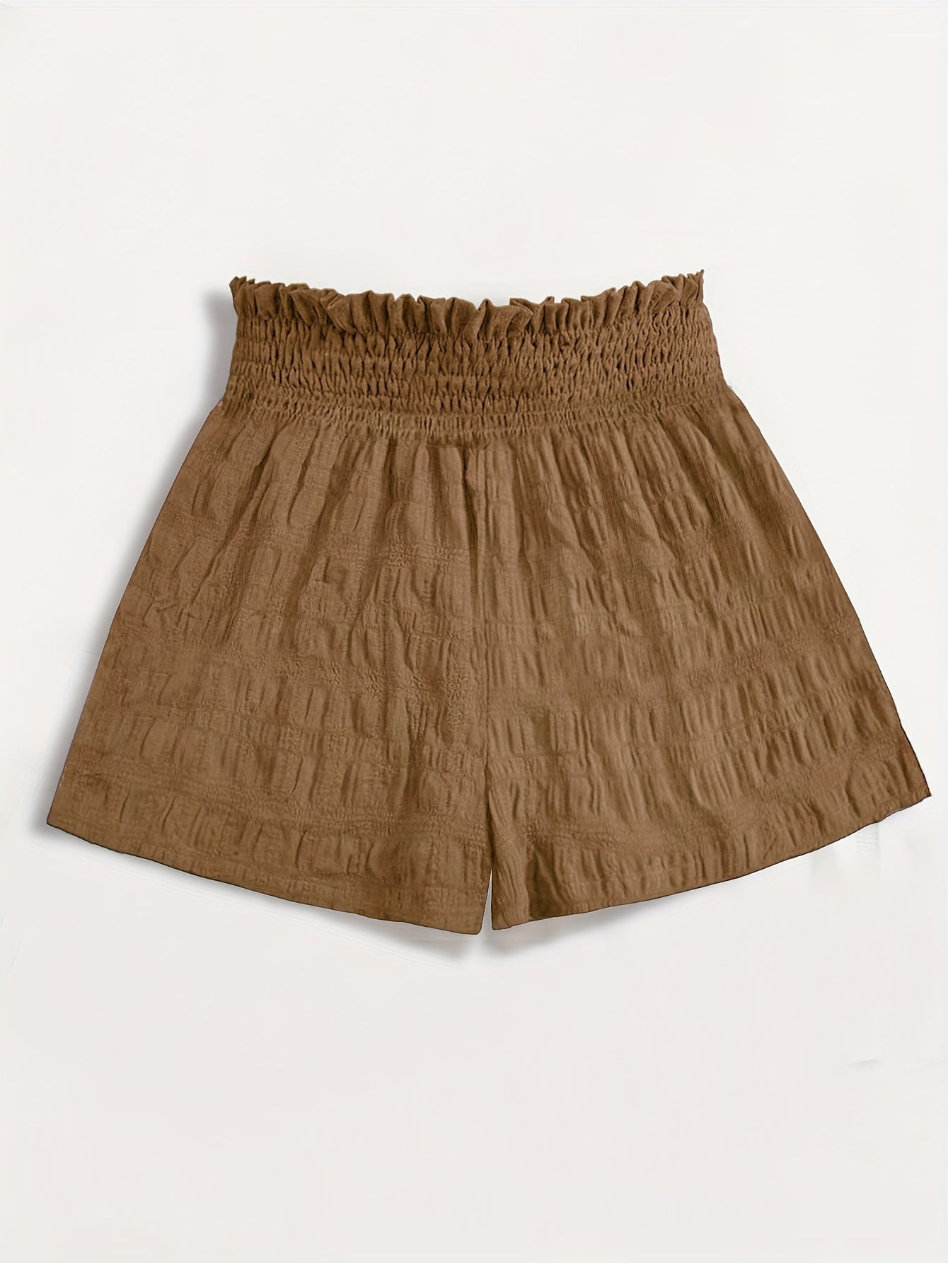 Short ample taille haute à smocks pour femme, style décontracté été