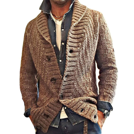 Gilet Cardigan à Col Châle Style Vintage pour Homme - Élégance Décontractée et Polyvalente