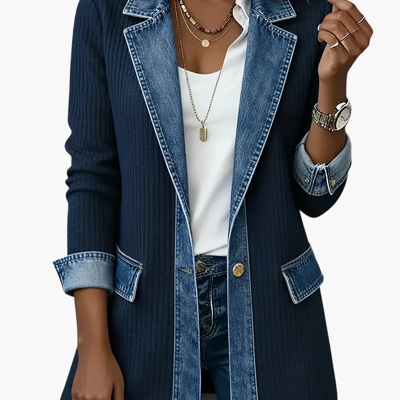 Elegant blazer-vest til kvinder i urban chic stil med kontrastfarvede revers
