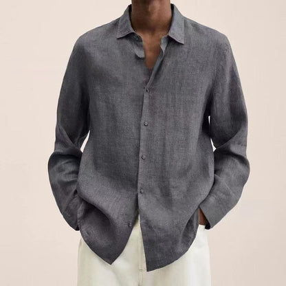 Terrence – Chemise en coton et lin décontractée pour hommes de grande taille