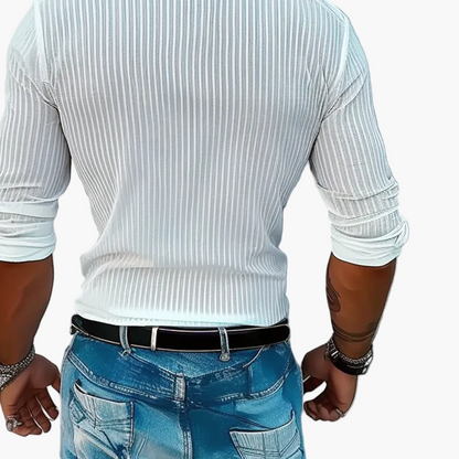 Camicia Uomo Elegante a Righe Stile Informale Raffinato – Maniche Lunghe e Colletto a Risvolto