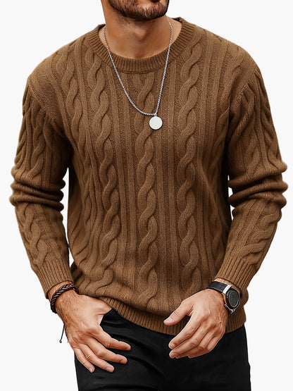 Pull à torsades style décontracté pour homme - idéal automne/hiver