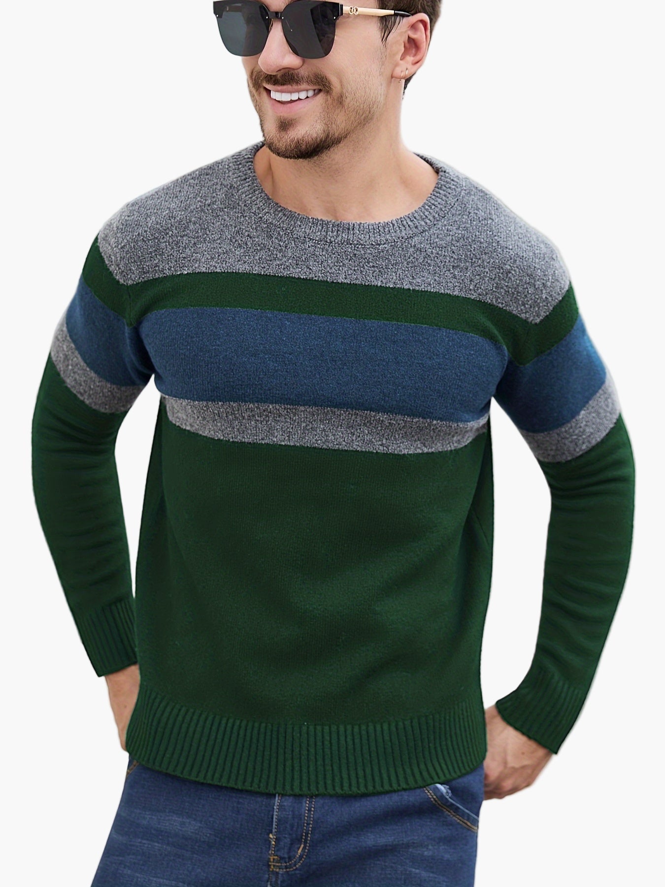 Pull à Rayures Style Décontracté pour Homme - Idéal Automne Hiver