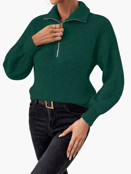 Pull zippé col montant femme style élégant pour un look quotidien tendance