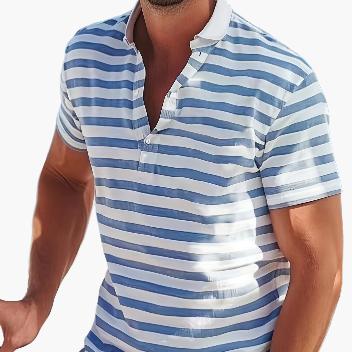 Polo marin à rayures homme style casual pour l'été