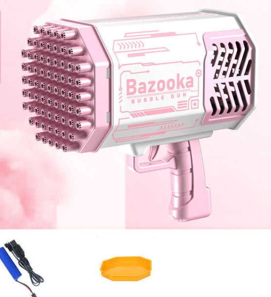 Pistolet à bulles Bazooka 69 trous pour enfants – Jouet interactif et amusant avec ventilateur, idéal pour fêtes et activités extérieures