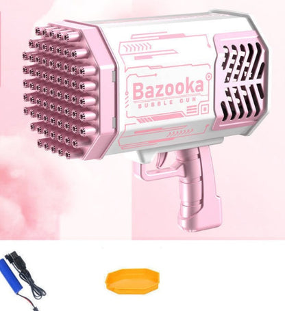 Pistolet à bulles Bazooka 69 trous pour enfants – Jouet interactif et amusant avec ventilateur, idéal pour fêtes et activités extérieures