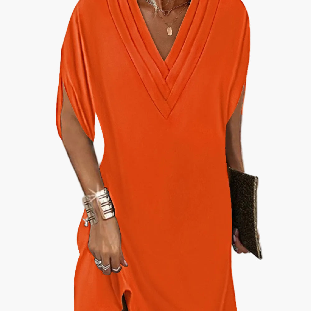 Casual elegant dress for women with split sleeves – Versatile stylish design
