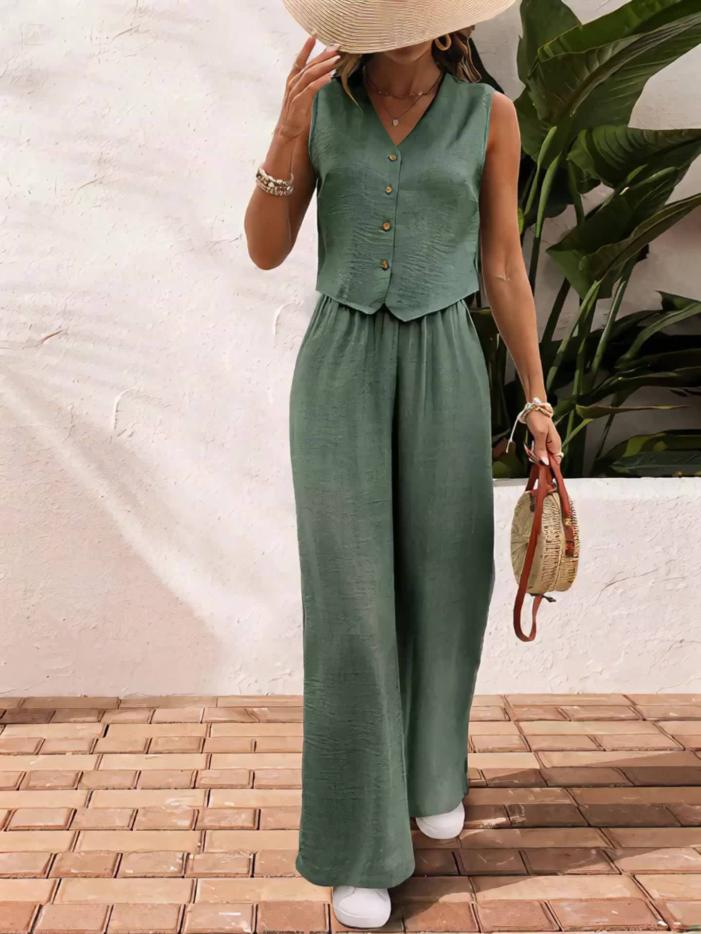 Elegant ærmeløs vestedragt til kvinder – Chic og afslappet look
