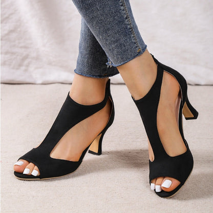 Claire – Sandales à Talons Hauts avec Fermeture Éclair et Bout Ouvert