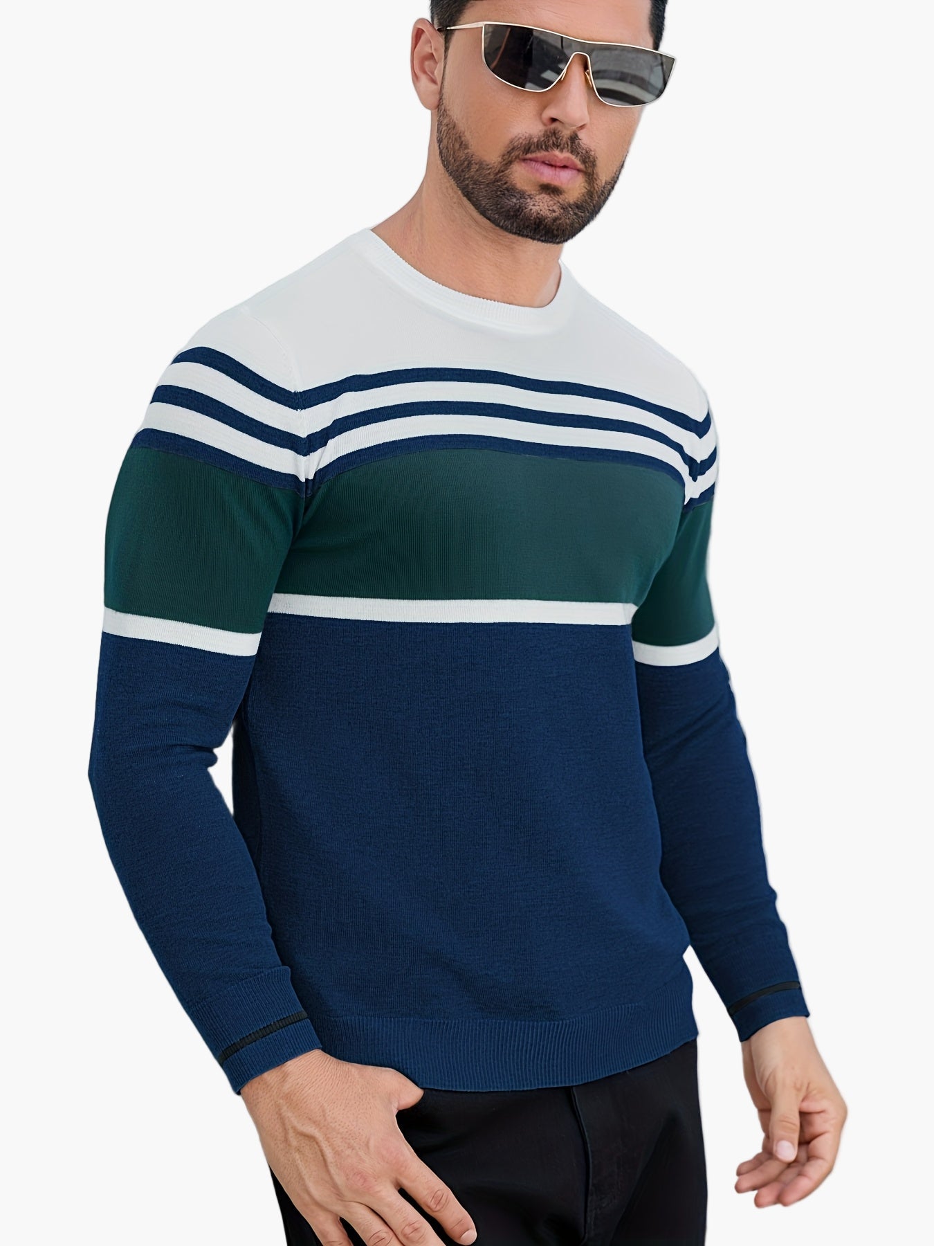 Pull-over décontracté homme à rayures style moderne pour usage quotidien