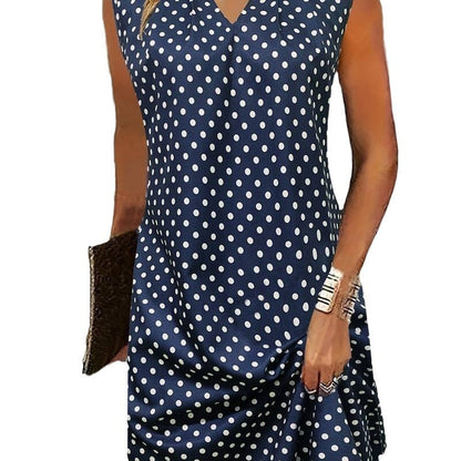Megan – Robe avec Col en V à Pois Imprimés