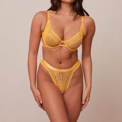 Tracy – Soutien-gorge balconnet en dentelle moutarde