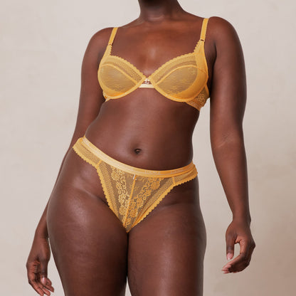 Tracy – Soutien-gorge balconnet en dentelle moutarde