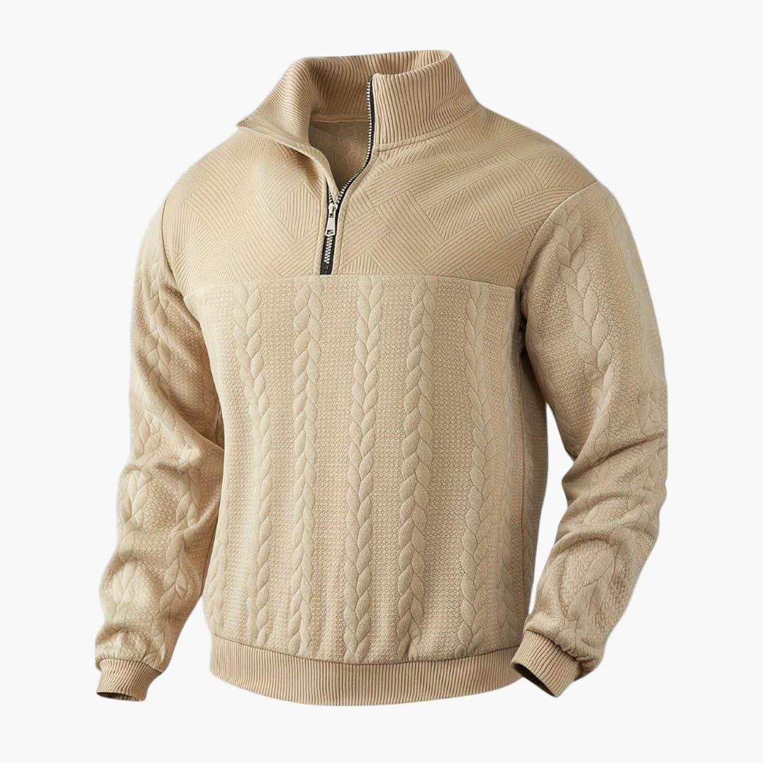 Pull demi-zippé homme style torsadé élégant pour automne et hiver