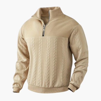 Pull demi-zippé homme style torsadé élégant pour automne et hiver