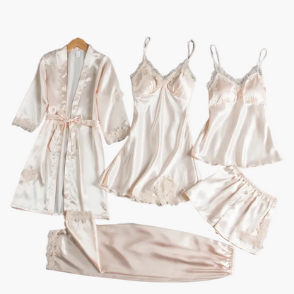 Completo da Notte 5 Pezzi Donna Elegante Stile Kimono e Biancheria per Casa e Relax