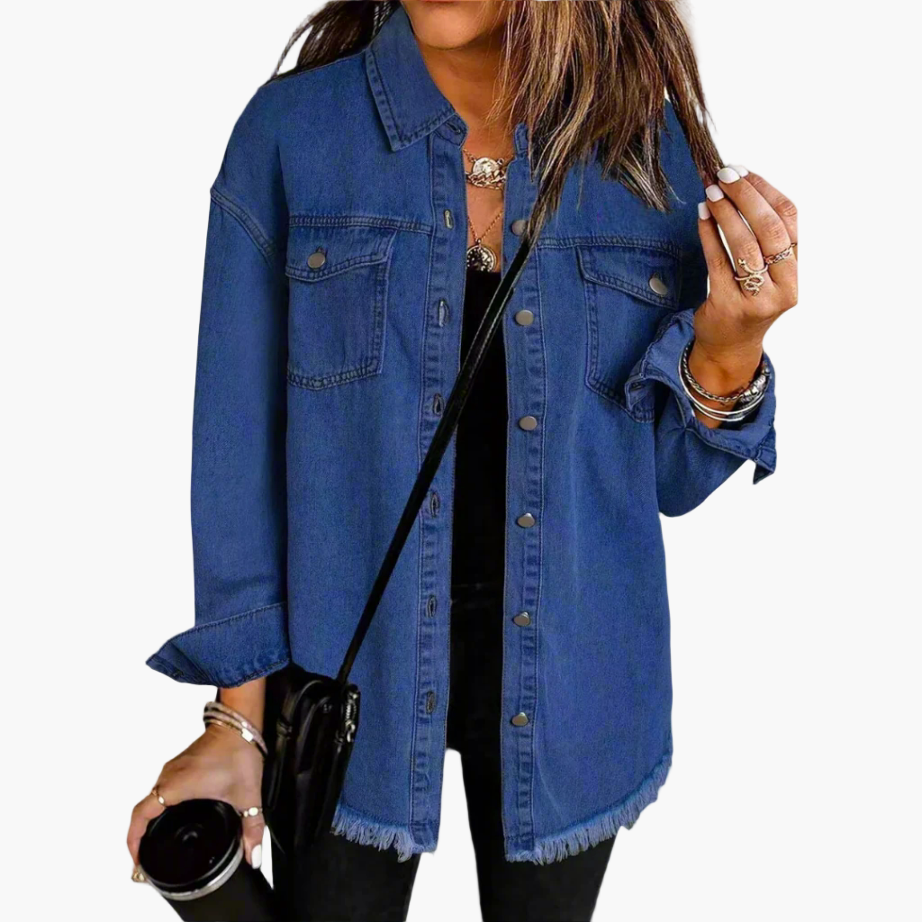 Veste en jean décontractée style urbain pour femme – Look tendance et polyvalent
