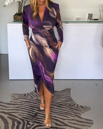 Robe avec col en V et fente