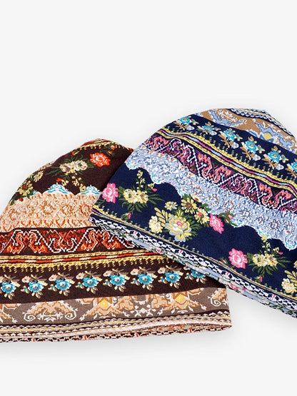 Gorro para mujer estilo bohemio de uso múltiple con motivo floral elegante para primavera, verano y otoño