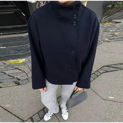 Manteau court à double boutonnage style élégant pour femme - Veste moderne mi-saison