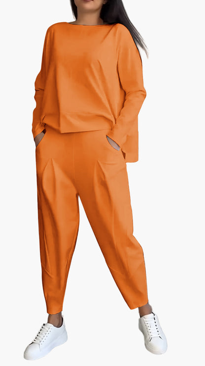 Ensemble détente deux pièces style décontracté pour femme – confort chic pour la maison et les sorties