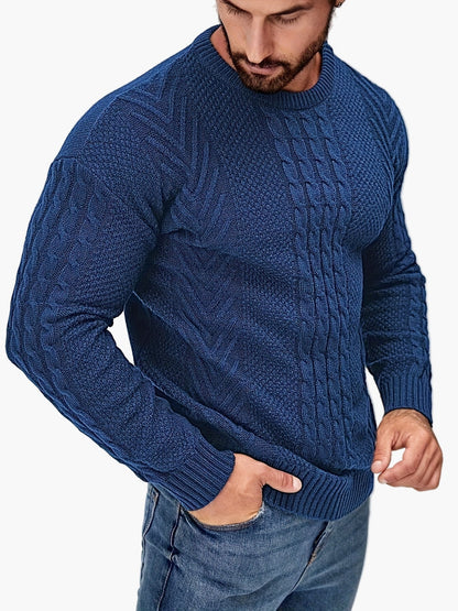 Pull torsadé pour homme style décontracté urbain – Manches longues, chic automne/hiver