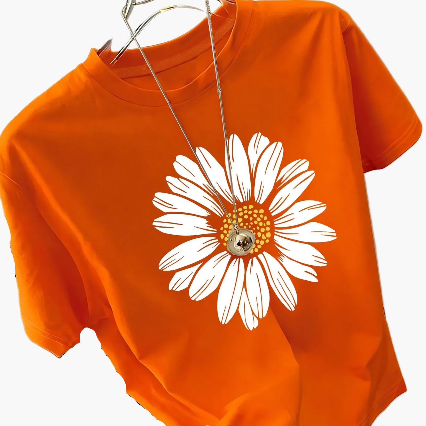 T-shirt femme décontracté motif marguerite pour look estival et tendance