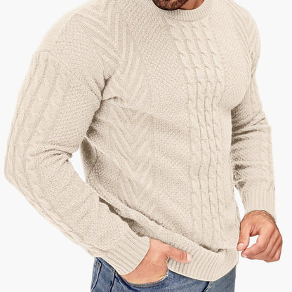 Pull torsadé pour homme style décontracté urbain – Manches longues, chic automne/hiver