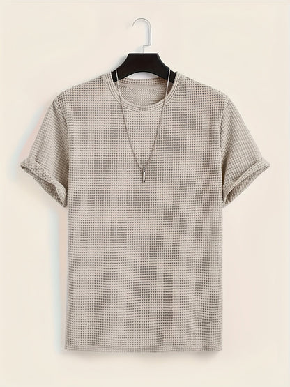 T-shirt décontracté à manches courtes pour homme style moderne avec texture ajourée